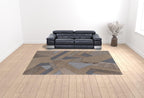 HomeRoots 514601 10 x 14 ft. Tan Brown & Blue Wool Geometric Hand Tufted Handmade Rectangle Area Rug