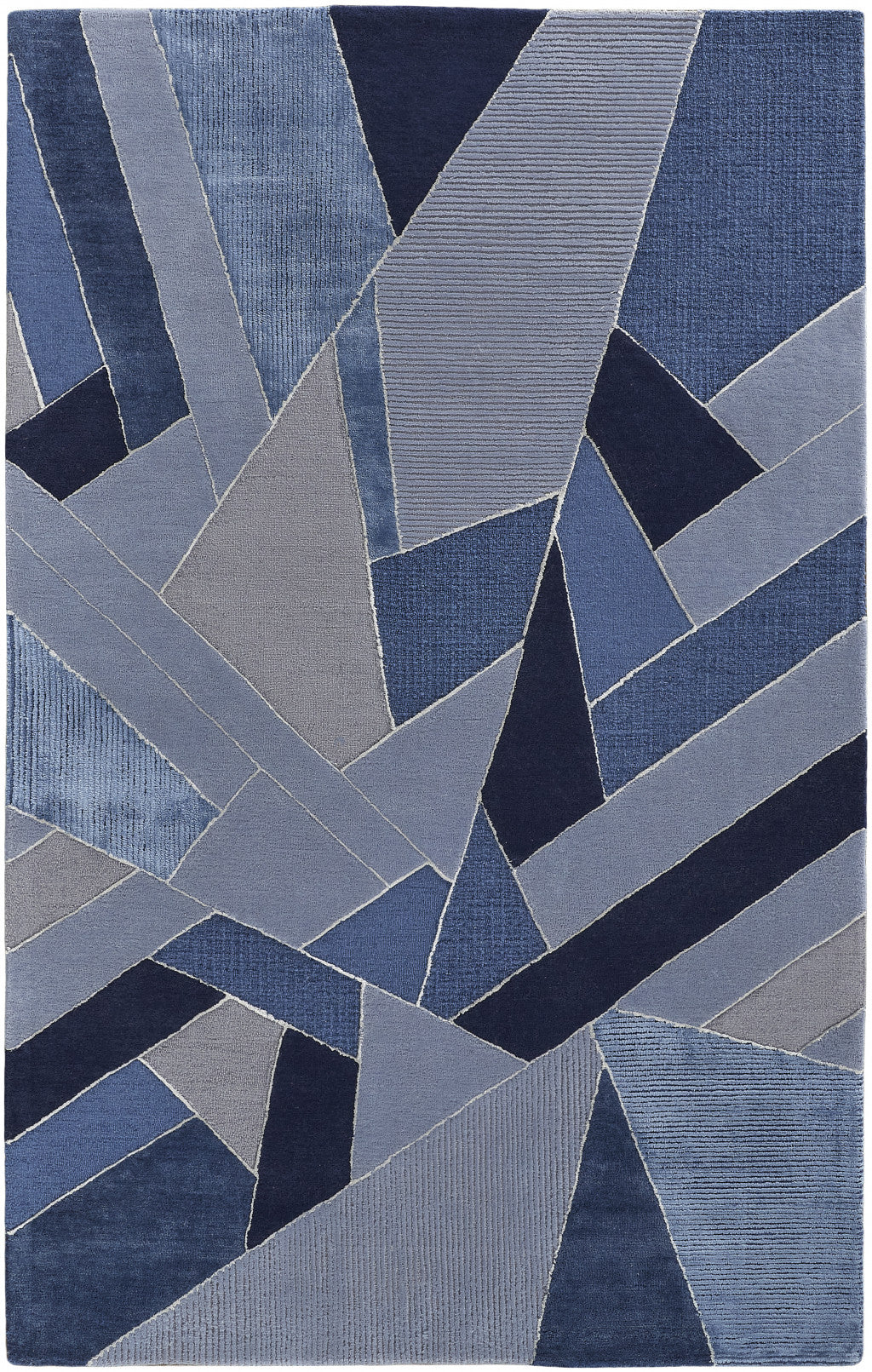 HomeRoots 514606 8 x 10 ft. Blue & Silver Wool Geometric Tufted Handmade Area Rug