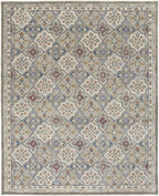HomeRoots 514801 9 x 12 ft. Taupe Ivory & Red Wool Patchwork Hand Tufted Handmade Stain Resistant Rectangle Area Rug