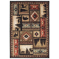 HomeRoots Polypropylene 8’x10’ Black and Brown Nature Lodge Area Rug