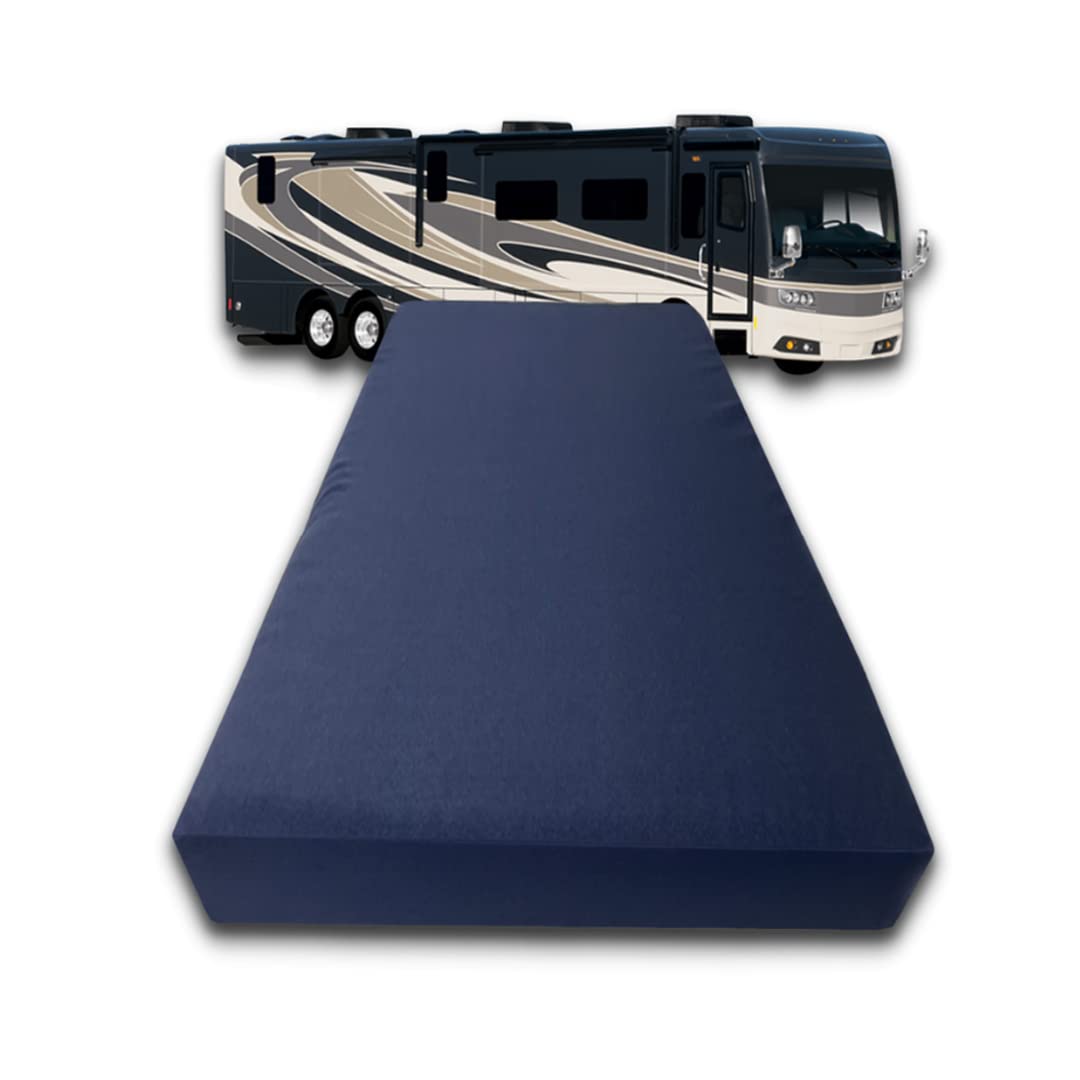 Foamrush 6-Inch Bunk (30' X 72') Gel Memory Foam Rv Mattress Replacement With Canvas Navy Cover, Medium Firm, Made In Usa, Cam