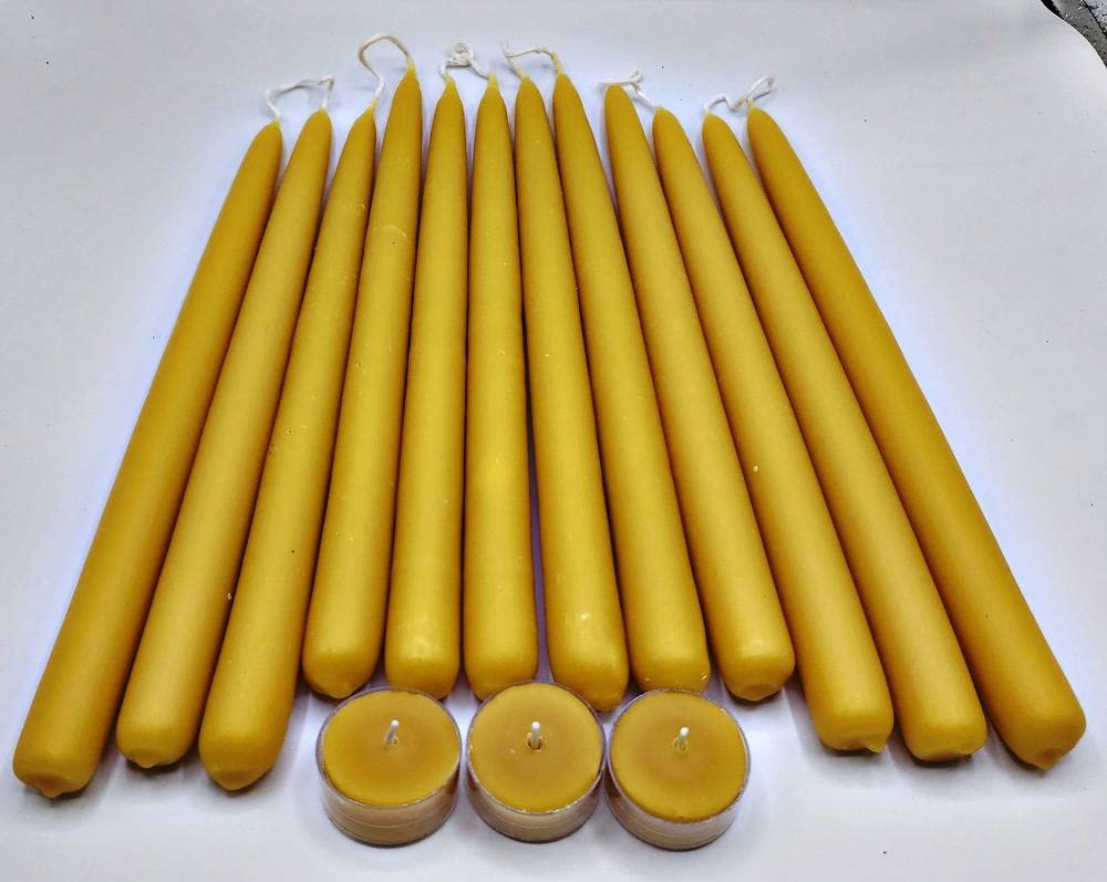 6 Pairs, 12 x7/8 INCH (12 Candles) - Beeswax Early American Style Hand Dipped Taper Candles - 6, 9.5 and 12 Inch - Sold in Pairs