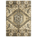 HomeRoots Polypropylene 5’ x 8’ Tan and Gold Central Medallion Indoor Area Rug