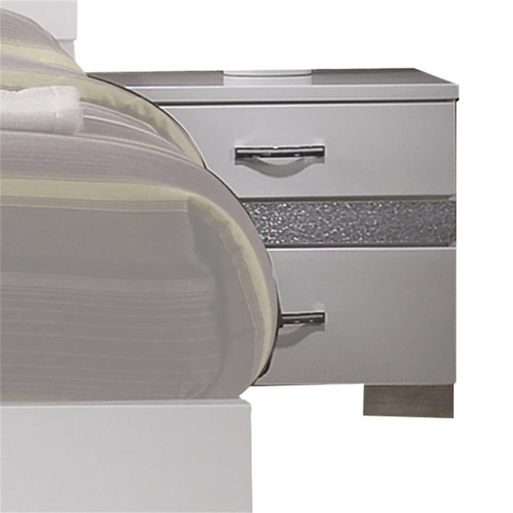 Acme Naima Ii Wood And Metal 2Drawers Bedroom Nightstand In White