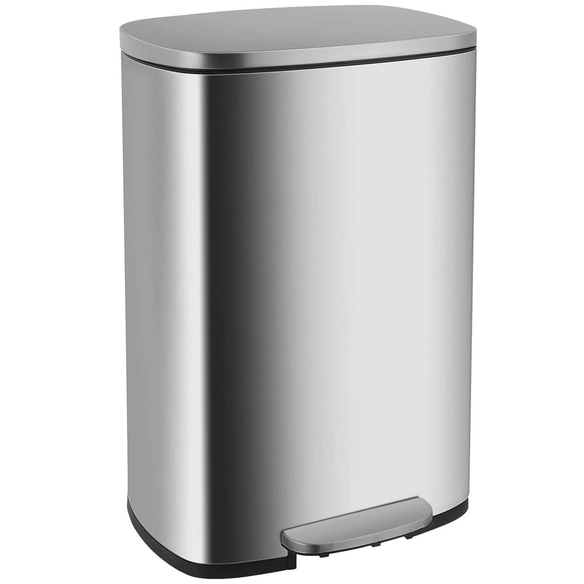 13 Gallon/50 L Garbage Can Kitchen Trash Can With Lid For Office Bedroom Bathroom Step Trash Bin Fingerprintproof Brushed Stain