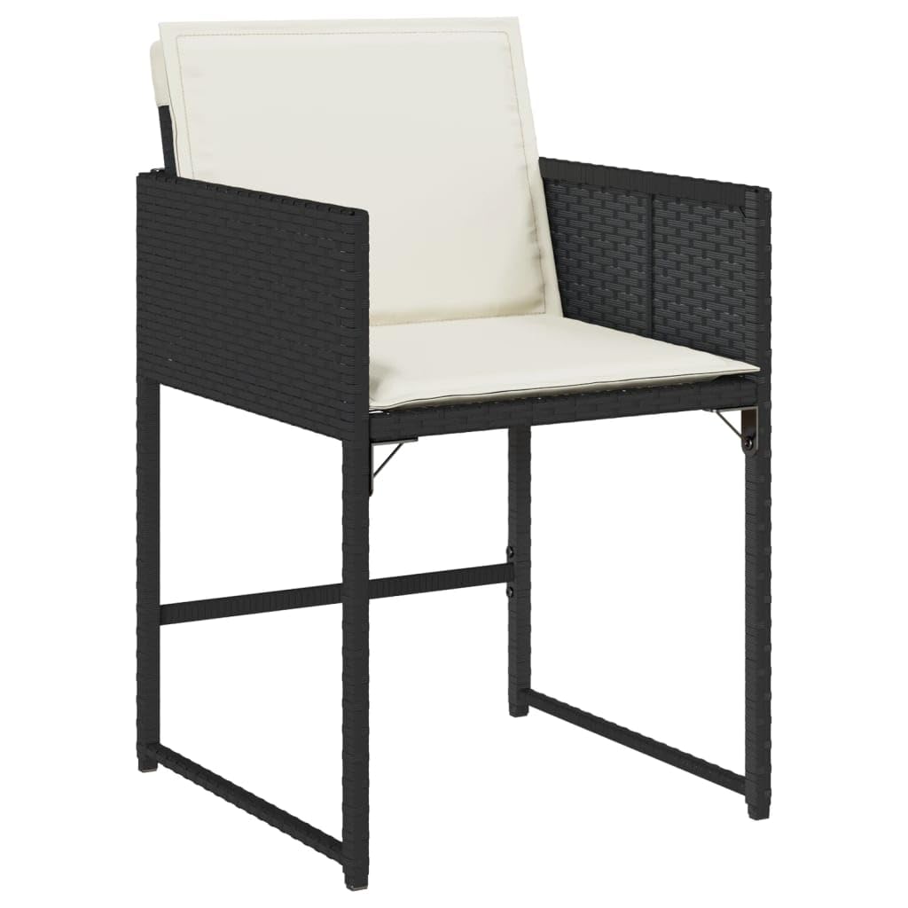 vidaXL 11-Piece Patio Dining Set - Poly Rattan, Black/Cream Cushion, Garden/Backyard/Patio Furniture, Acacia Wood Table ```