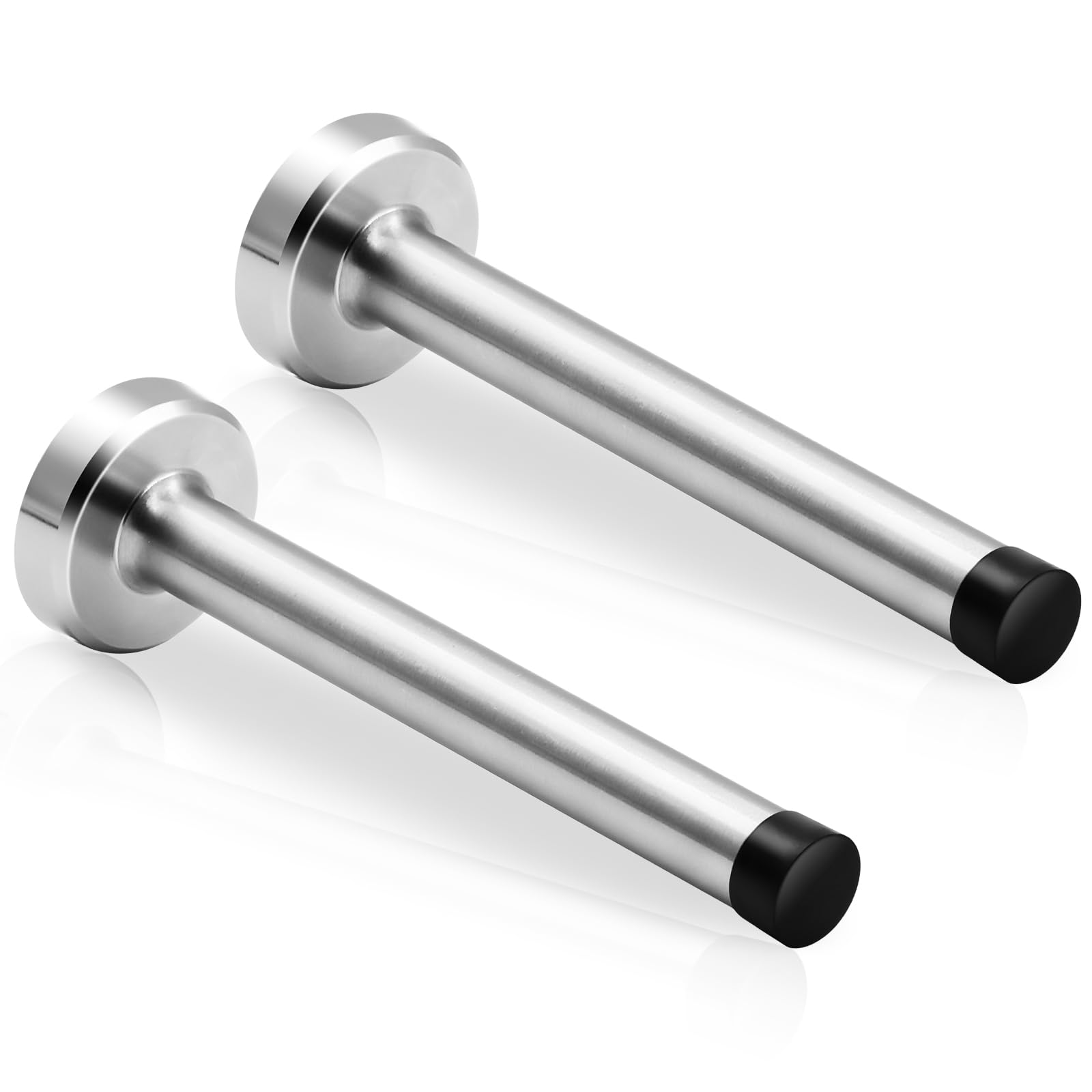 Door Stops, Long Door Stopper, 6 Inch Door Stop Stainless Steel Brushed Nickel Doorstops Wall Mounted With Rubber Bumper Metal D