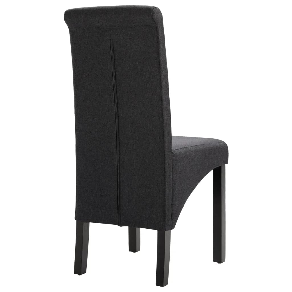 vidaXL Dining Chairs Set, 2-Piece, Dark Gray Fabric Upholstery, Comfortable Seating with Thick Soft Padding, Stable Rubberwood Frame, Ideal for Kitchen-Dining Room