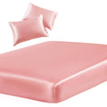 Siinvdabzx 3-Piece Set Satin Queen Fitted Sheet & 2 Pillowcase, Blush Pink Silky Soft Fitted Bottom Sheet, Wrinkle Free, Fade Re