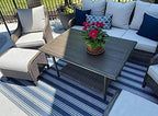 Mad Mats Geometric Outdoor Rug, Reversible Plastic Mat (5' X 8', Vertical Stripe - Blue/White)