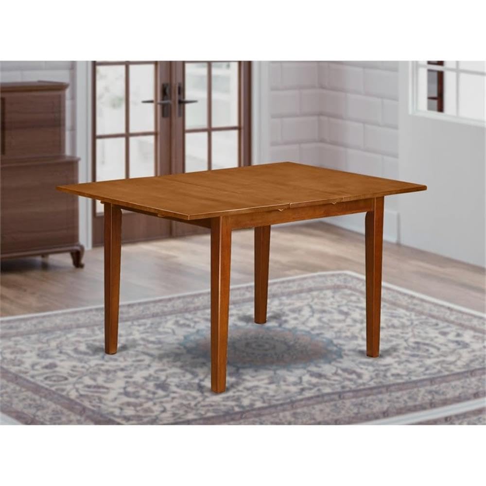 East West Furniture Milan Kitchen Dining Rectangle Wooden Table Top with Butterfly Leaf, 36x54 Inch, Saddle Brown