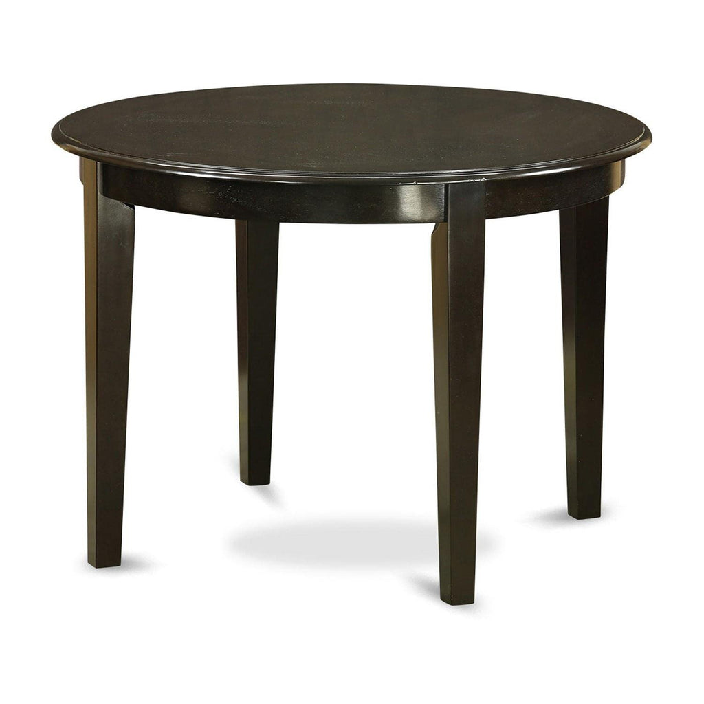 East West Furniture BOST3-CAP-LC 3 Piece Modern Dining Table Set Contains a Round Kitchen Table and 2 Faux Leather Dining Room Chairs, 42x42 Inch, Cappuccino