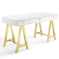 Modway Jettison Office Desk, Gold White