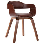 vidaXL - Stylish Dining Chair with Armrests in Brown Color - Faux Leather and Bentwood Material with Comfortable Foam-Padded Seat, Retro Style