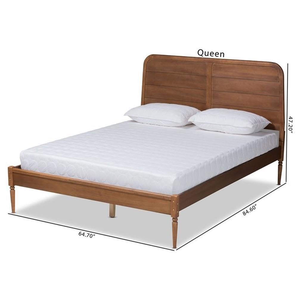 Baxton Studio Kassidy Classic and Traditional Walnut Brown Finished Wood Queen Size Platform Bed