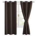 Hiasan Blackout Curtains For Bedroom And Living Room, Thermal Insulated, Noise Reducing Window Curtain Panels, Tiebacks Included, Set Of 2, Grommet Top (Brown, Width 42 Inch X Length 72 Inch)