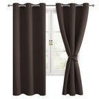 Hiasan Blackout Curtains For Bedroom And Living Room, Thermal Insulated, Noise Reducing Window Curtain Panels, Tiebacks Included, Set Of 2, Grommet Top (Brown, Width 42 Inch X Length 72 Inch)