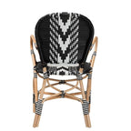 Baxton Studio Wallis Modern French Two-Tone Black and White Weaving and Natural Rattan Indoor Dining Chair