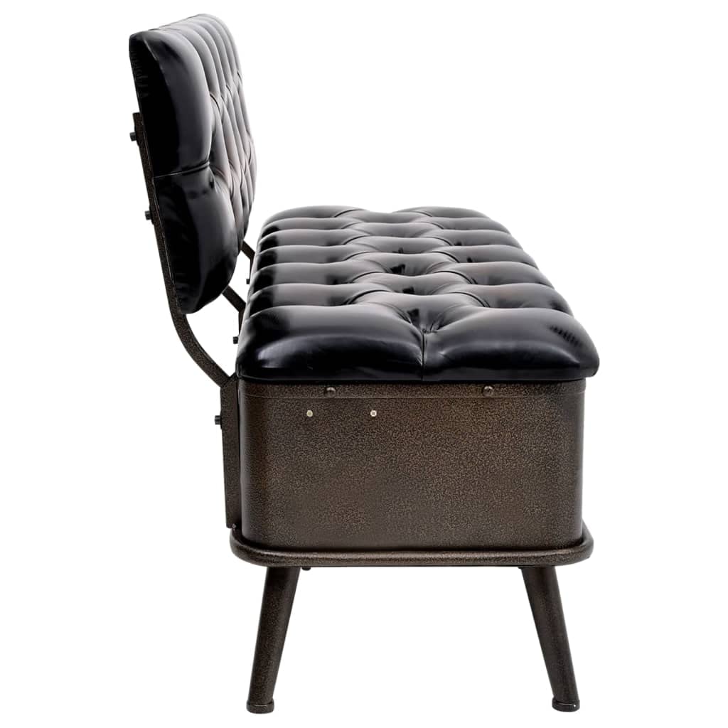vidaXL Storage Bench with Backrest in Black Faux Leather - Versatile Furniture for Hallway or Living Room, Comfortable Seating with Ample Storage Space
