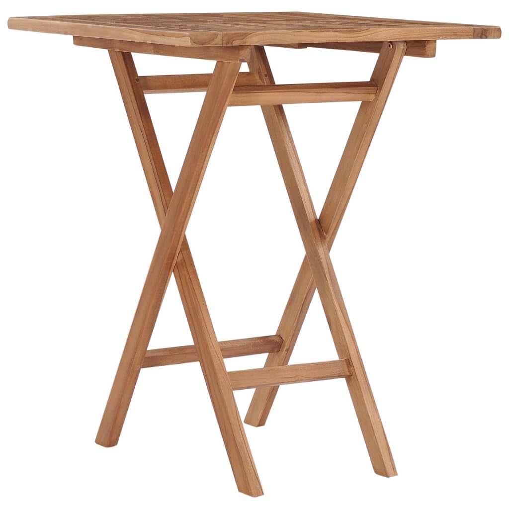 vidaXL Folding Patio Table - Fine Sanded Teak Hard Wood Garden Table - Weather- Outdoor Dining Furniture - Brown