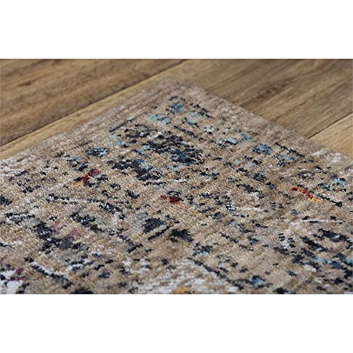 Sanction 10' X 13' Abstract Beige/White/Brown/Multi Color Power-Loomed Area Rug