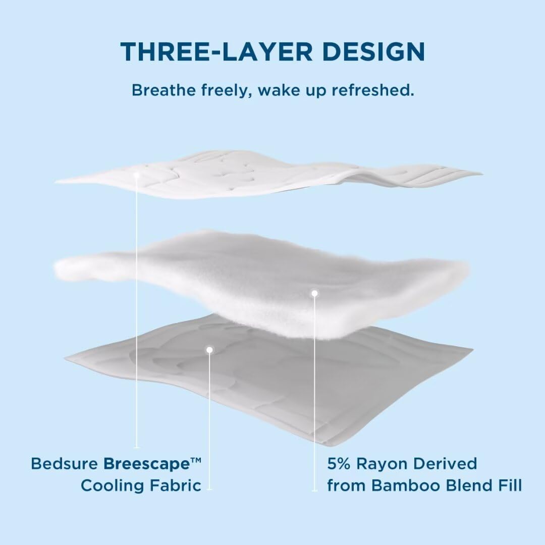 Bedsure Breescape Cooling Comforter King Size, Double-Sided Cool Tech Comforter, Soft Cooling Comforter For Hot Sleepers,Q-Max>0