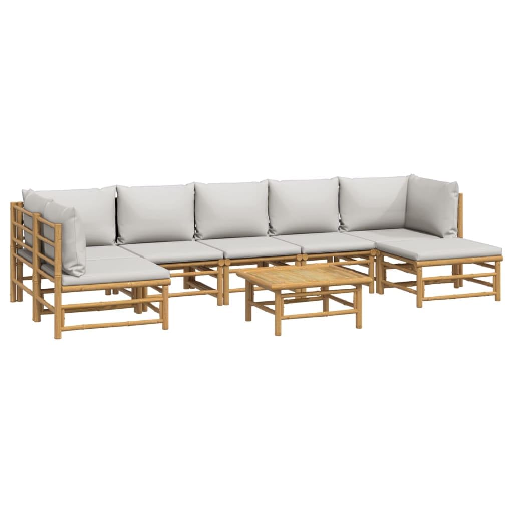 vidaXL Patio Furniture Set 8 Piece, Sectional Sofa with Cushions, Patio Lounge Set with Coffee Table for Garden Lawn Porch Backyard, Bamboo