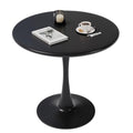 Black Small Tulip Table, 24 Inch Round Dining Table For 2 Person With Pedestal Base For Kitchen, Circle Bistro Table, Mid Centur