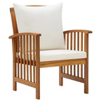 vidaXL 5 Piece Patio Lounge Set with Acacia Wood Construction, Cream White Cushions, Spacious Table & Comfortable Seating - Outdoor Garden Furniture