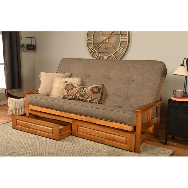 Kodiak Furniture Monterey Queen Butternut Wood Storage Futon-Stone Mattress