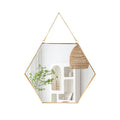 LONGWIN Hanging Wall Hexagon Mirror Decor Gold Geometric Mirror with Chain for Bathroom Bedroom Living Room 15.7 x 13.6 