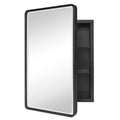 TEHOME Farmhouse Black Metal Framed Recessed Bathroom Medicine Cabinet with Beveled Mirror Rounded Rectangle Bathroom Medicine C