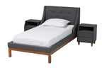 Baxton Studio Louvain Dark Grey Fabric Upholstered Twin Size 3-Piece Bedroom Set