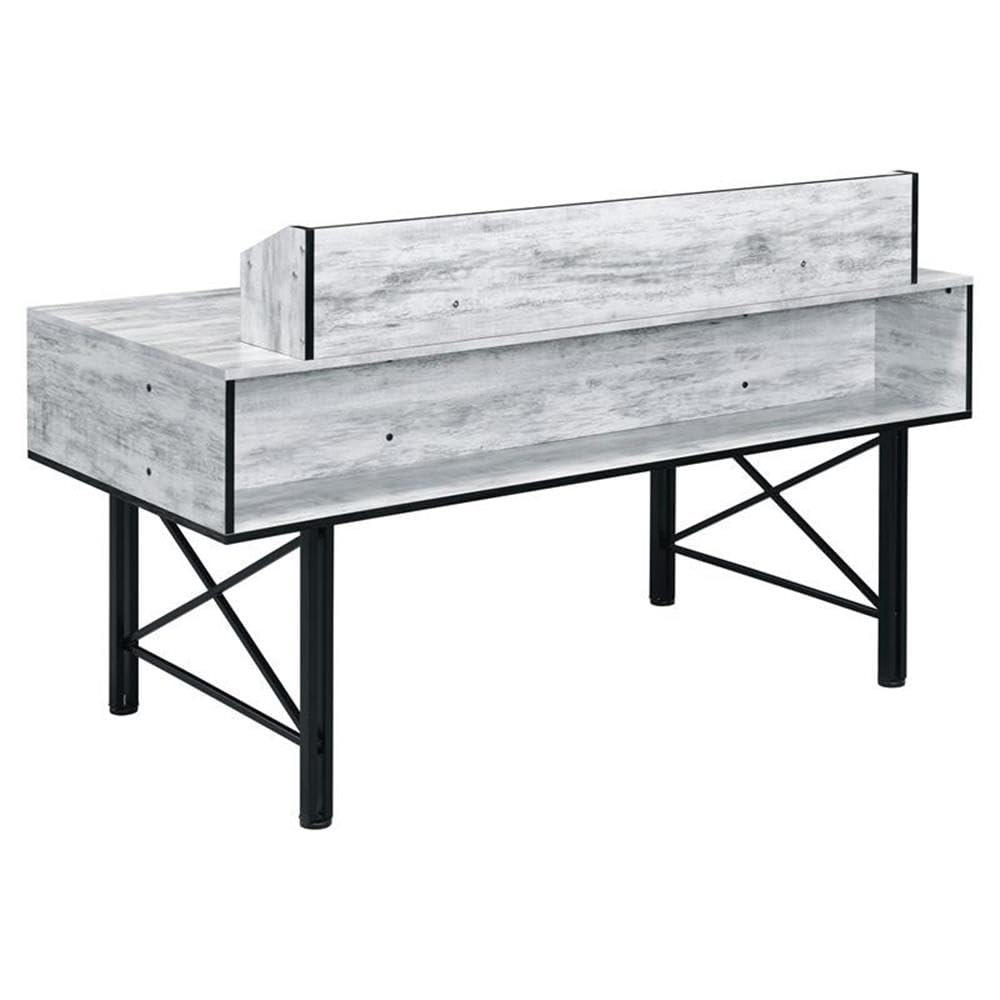 Acme Safea Wooden Storage Computer Desk in Antique White and Black