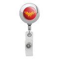 Wonder Woman Wonder Woman Icons Logo Retractable Reel Premium Metal Chrome Badge Id Card Holder Clip