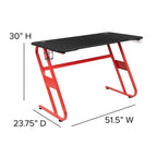 Flash Furniture Fisher Red Gaming Ergonomic Desk with Cup Holder and Headphone Hook