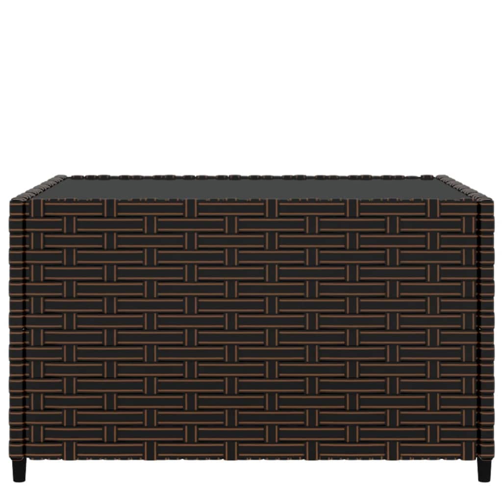 vidaXL Square Patio Coffee Table - Sturdy Powder-Coated Steel Frame with Weather-Resistant PE Rattan and Tempered Glass Top - Perfect for Outdoor Use - Brown