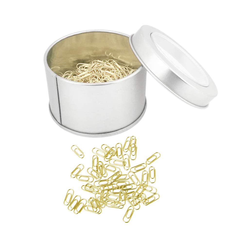 200 Thin Mini Paper Clip Gold Super Cute Tiny Paperclips 3/5 Inch Stainless Steel In Silver Tinplate Paper Clips Holder For Offi