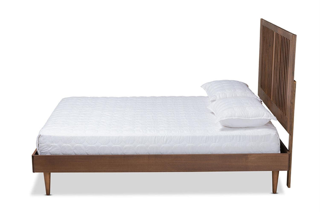 Baxton Studio Kioshi Mid-Century Modern Transitional Ash Walnut Finished Wood Full Size Platform Bed
