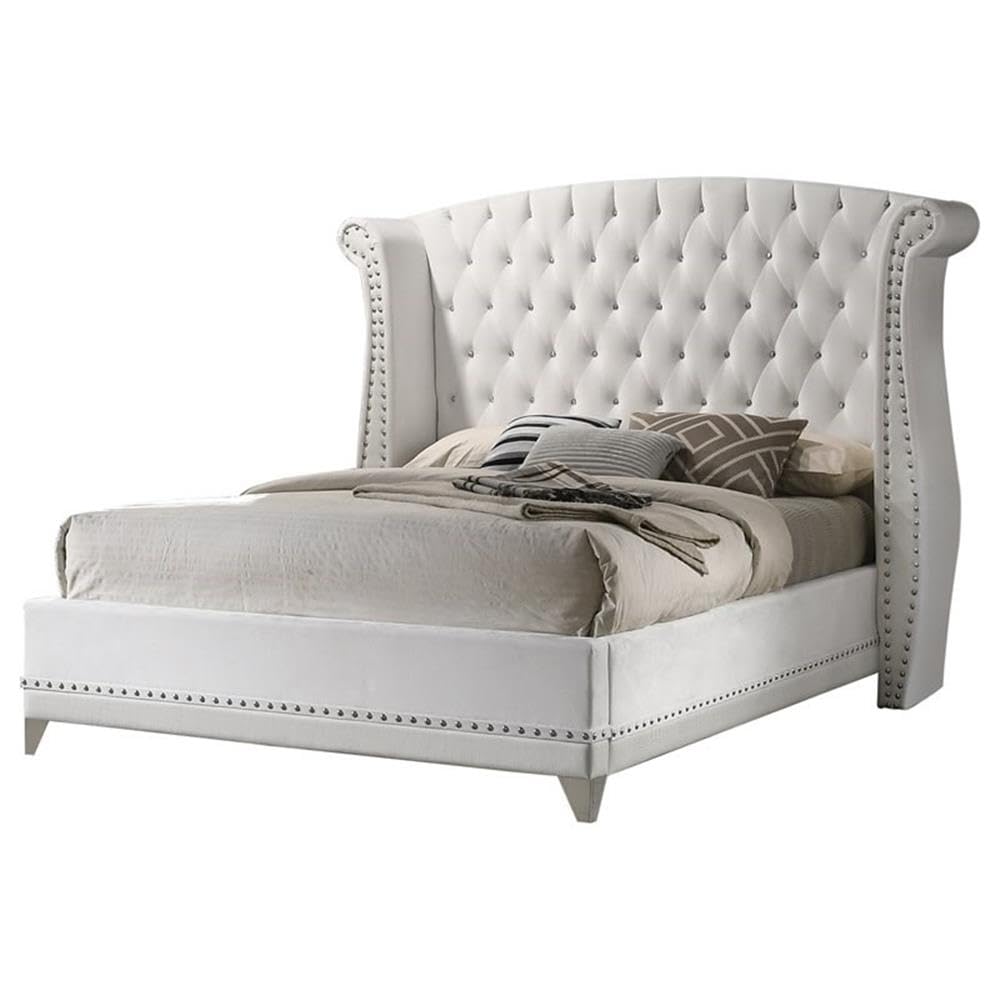 Barzini 4-Piece Upholstered Tufted Bedroom Set White, California King