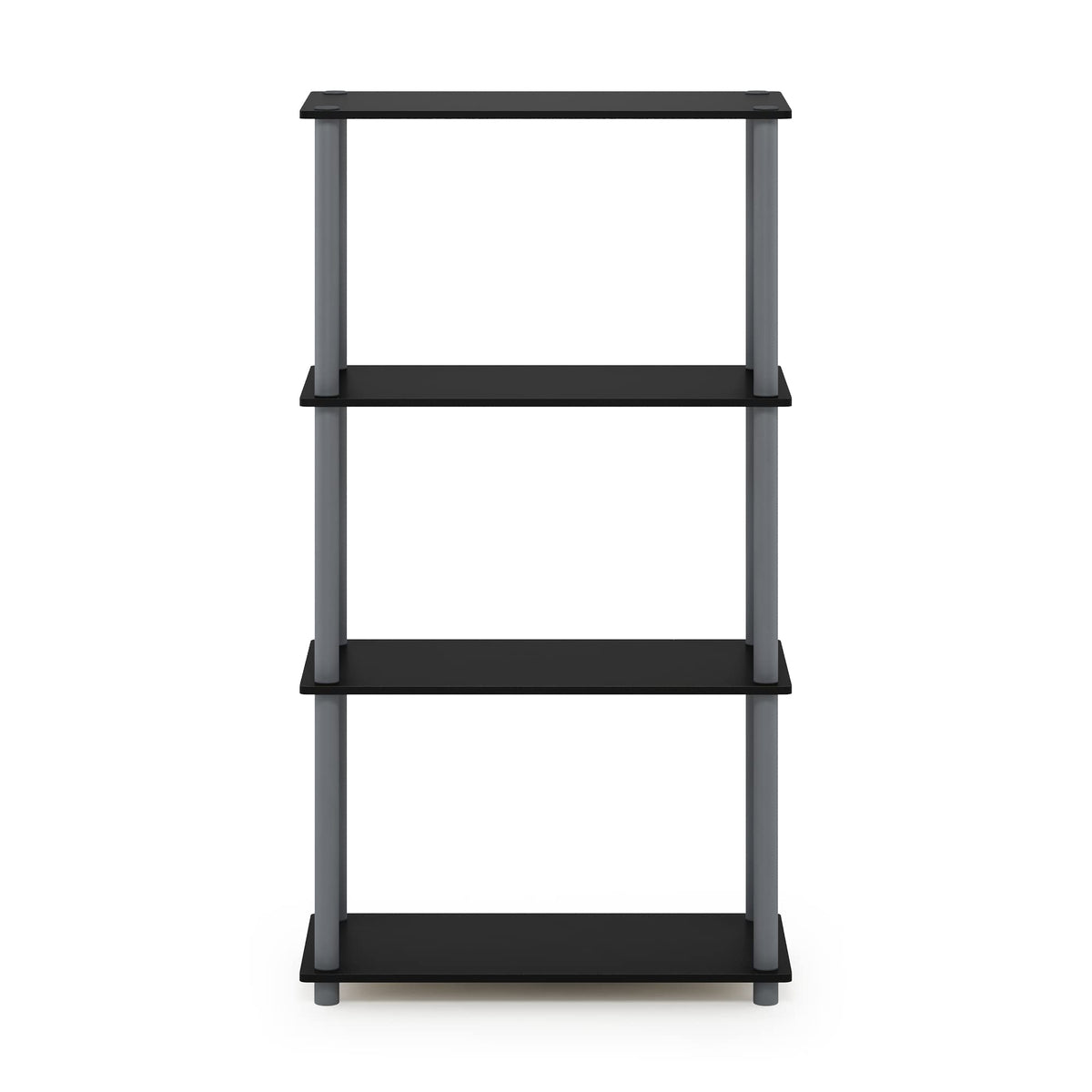 Furinno (99557BK/GY) Turn-N-Tube 4-Tier Multipurpose Shelf Display Rack - Black/Grey