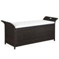 vidaXL Poly Rattan Storage Bench with Cushion, Indoor/Outdoor Ottoman Garden Bench, Waterproof Design, Easy Maintenance, 19.7 x