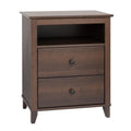 Prepac Yaletown Traditional 2-Drawer Tall Nightstand Side Table, Bedside Table with 2 Drawers and Open Shelf 16 D x 23 W x 28 H,
