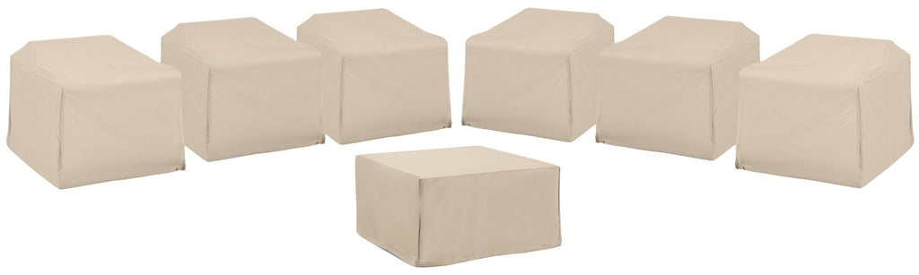 Crosley Furniture Patio Furniture Covers, Waterproof 7-Piece Cover Set For Outdoor Sectional Sofa Sets, Tan
