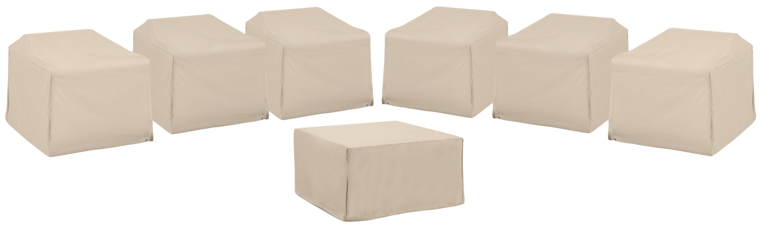 Crosley Furniture Patio Furniture Covers, Waterproof 7-Piece Cover Set For Outdoor Sectional Sofa Sets, Tan