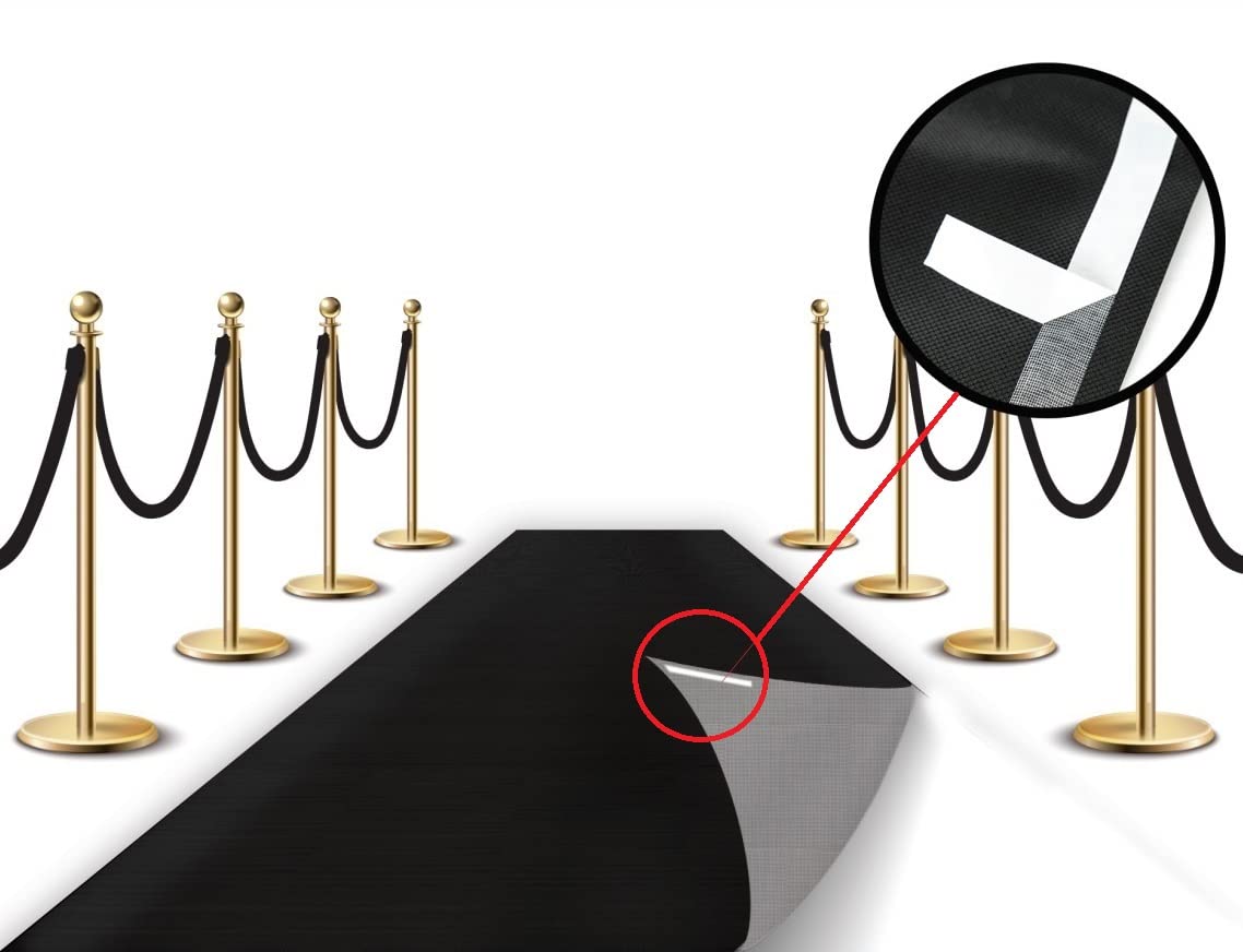 Red Carpet Floor Runner Hollywood Party Decoration Fabric 100 GSM (Black, 3x50 Feet)