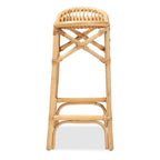 Baxton Studio Elgon Modern Bohemian Natural Brown Rattan Counter Stool