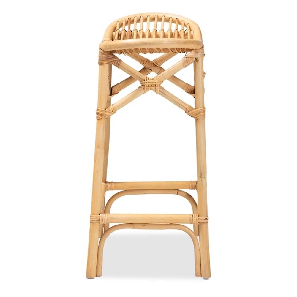 Baxton Studio Elgon Modern Bohemian Natural Brown Rattan Counter Stool