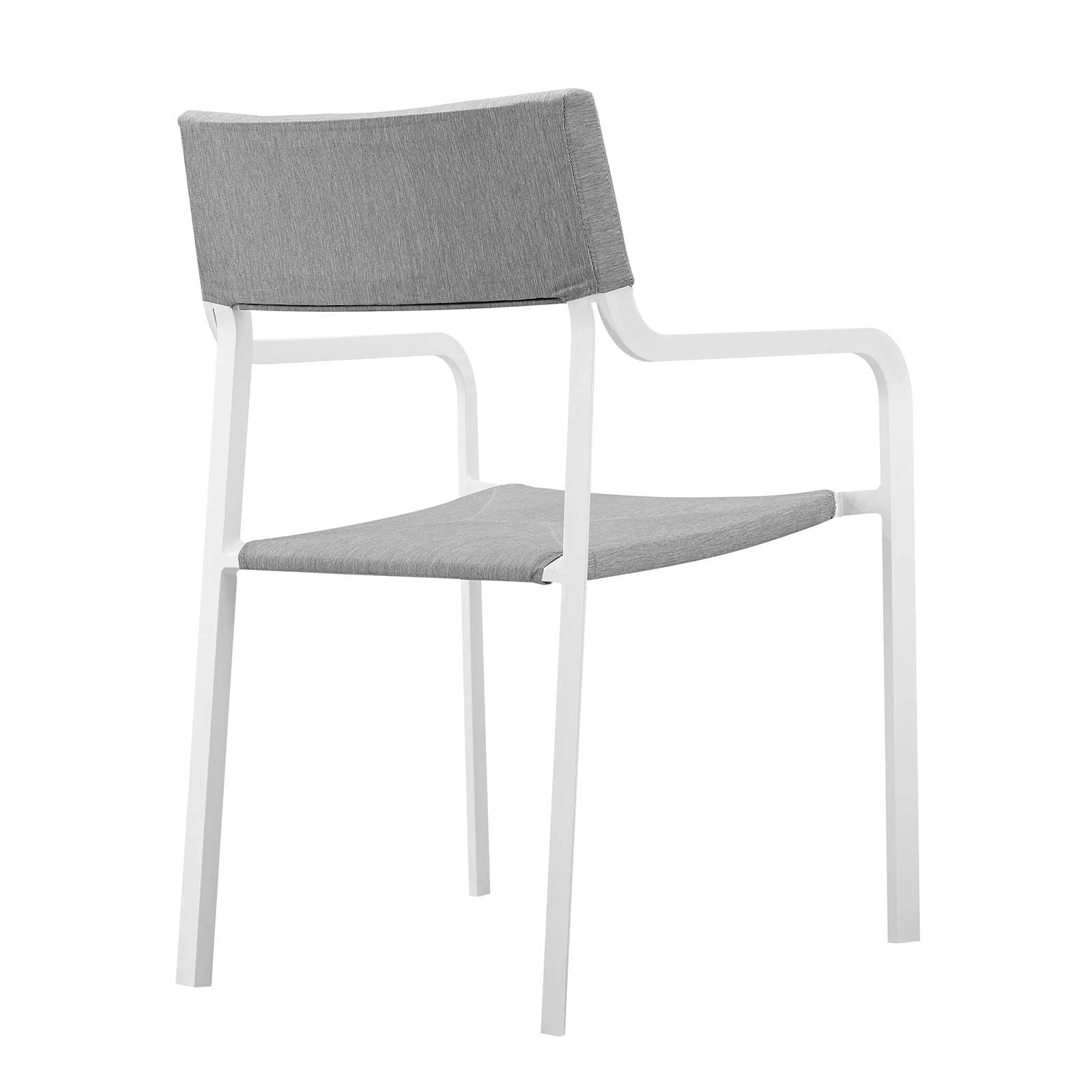 Modway Eei-3573-Whi-Gry Raleigh Outdoor Patio Aluminum Stackable Dining Armchair (Fully Assembled), White Gray