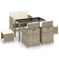 6 Piece Patio Dining Set with Cushions Poly Rattan Beige-Used Condition